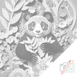 PontPöttyöző - Boldog panda Méret: 50x50cm, Keretezés: Keret nélkül (csak a vászon), Szín: Zöld