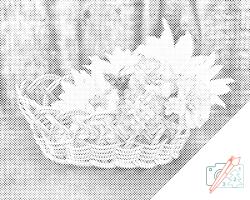  PontPöttyöző - Kosár virágokkal Méret: 30x40cm, Keretezés: Keret nélkül (csak a vászon), Szín: Zöld