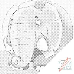 PontPöttyöző - Kerek elefánt Méret: 50x50cm, Keretezés: Keret nélkül (csak a vászon), Szín: Zöld