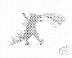  PontPöttyöző - Rózsaszín dinoszaurusz Méret: 30x40cm, Keretezés: Keret nélkül (csak a vászon), Szín: Fekete