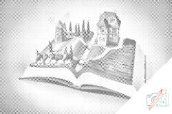  PontPöttyöző - Szélmalom egy könyvön Méret: 40x60cm, Keretezés: Keret nélkül (csak a vászon), Szín: Kék