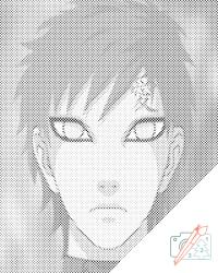 PontPöttyöző - Gaara Naruto Méret: 40x50cm, Keretezés: Keret nélkül (csak a vászon), Szín: Kék