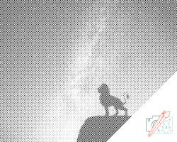  PontPöttyöző - Oroszlán sziklán Méret: 30x40cm, Keretezés: Keret nélkül (csak a vászon), Szín: Kék