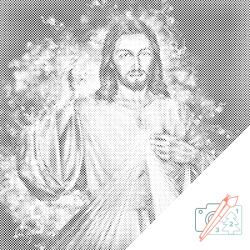  PontPöttyöző - Jézus Méret: 50x50cm, Keretezés: Keret nélkül (csak a vászon), Szín: Fekete