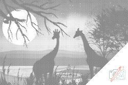  PontPöttyöző - Zsiráfok Afrikában Méret: 40x60cm, Keretezés: Keret nélkül (csak a vászon), Szín: Kék