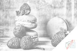  PontPöttyöző - Macaronok málnákkal Méret: 40x60cm, Keretezés: Keret nélkül (csak a vászon), Szín: Fekete