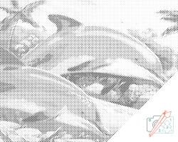  PontPöttyöző - Delfinek Méret: 30x40cm, Keretezés: Keret nélkül (csak a vászon), Szín: Kék