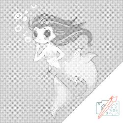  PontPöttyöző - Kis hableány Méret: 50x50cm, Keretezés: Keret nélkül (csak a vászon), Szín: Kék