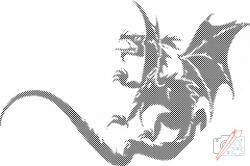  PontPöttyöző - Sárkány fekete-fehérben Méret: 40x60cm, Keretezés: Keret nélkül (csak a vászon), Szín: Zöld