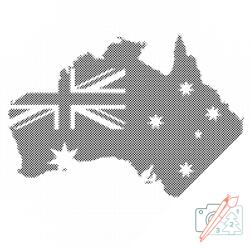  PontPöttyöző - Térkép Ausztrália Méret: 50x50cm, Keretezés: Keret nélkül (csak a vászon), Szín: Zöld
