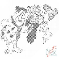  PontPöttyöző - Flintstones Méret: 50x50cm, Keretezés: Keret nélkül (csak a vászon), Szín: Fekete