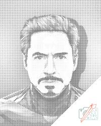  PontPöttyöző - Tony Stark, Vasember Méret: 40x50cm, Keretezés: Keret nélkül (csak a vászon), Szín: Kék