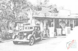  PontPöttyöző - Kocsi tankolásnál Méret: 40x60cm, Keretezés: Keret nélkül (csak a vászon), Szín: Piros