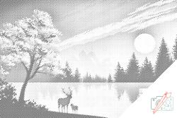  PontPöttyöző - Szarvas a természetben Méret: 40x60cm, Keretezés: Keret nélkül (csak a vászon), Szín: Kék