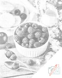 PontPöttyöző - Málna tálban Méret: 30x40cm, Keretezés: Keret nélkül (csak a vászon), Szín: Kék