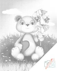  PontPöttyöző - Plüssmackó gyöngyvirággal Méret: 30x40cm, Keretezés: Keret nélkül (csak a vászon), Szín: Kék