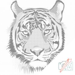 PontPöttyöző - Tigrisfej Méret: 50x50cm, Keretezés: Keret nélkül (csak a vászon), Szín: Zöld
