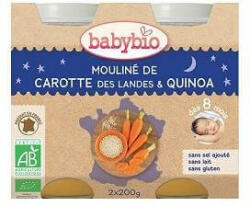 BABYBIO Piure Bio din morcovi si quinoa, +8luni, 2X200g, BabyBio