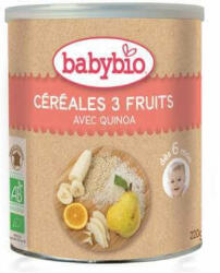 BABYBIO Cereale Bio cu 3 fructe si quinoa, 220 g, Babybio