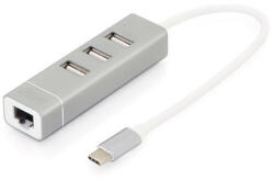 ASSMANN USB Type-C Ethernet adapter + 3 portos USB HUB (DA-70253)