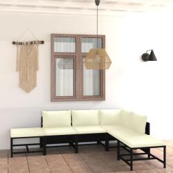 vidaXL 6 részes fekete polyrattan párnákkal 3059789