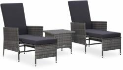 vidaXL 3 részes szürke polyrattan párnákkal 3059373