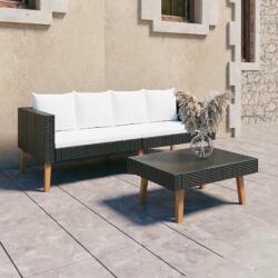 vidaXL 2 részes fekete polyrattan párnákkal 3059336