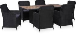 vidaXL 7 részes fekete polyrattan 3057804