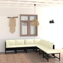 vidaXL 7 részes fekete polyrattan párnákkal 3059791