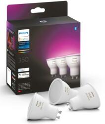 Philips Pachet 3 becuri LED RGB inteligente Philips Hue, Bluetooth, Zigbee, GU10, 4.3W (35W), 350 lm, lumina alba si colorata