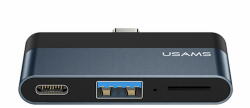 USAMS Hub Type-C la 1xUSB, Type-C, Micro SD - USAMS mini (US-SJ491) - Dark Gray (KF234376) - vexio