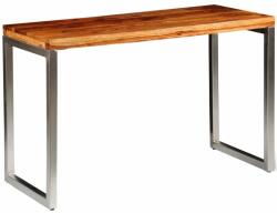 vidaXL tömör kelet-indiai rózsafa étkezőasztal / íróasztal acél lábbal (242126) - pepita