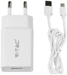 V-TAC Usb Hálózati Gyorstöltő Usb C Kábellel Fehér (8643)