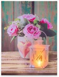 Nexos Falikép NEXOS Roses and lantern 30 x 40 cm - 1x LED (DW75026)