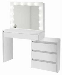 Artool Fésülködőasztal/smink, fehér, tükörrel és LED-ekkel, 115x43x145 cm (ART-BETIB)