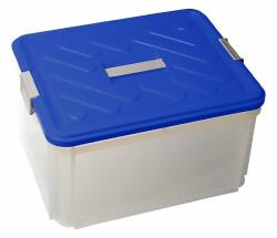 Keter Tároló doboz CURVER műanyag fedővel 30L kék-alumínium ezüst (05000-134-00) - homeofficeshop