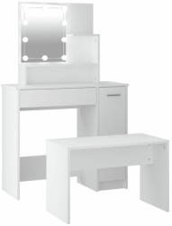  Vidaxl fehér szerelt fa fésülködőasztal-szett LED-ekkel 3114115