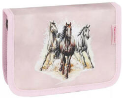 Belmil rózsaszín-fekete mintás lány tolltartó (335-72-horses-love)