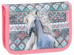 Belmil rózsaszín-szürke lovas lány tolltartó (335-72-Horse-Aruba-Blue)