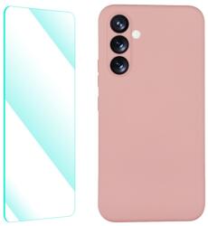 ENKAY SET Husa din silicon si sticla 2D Samsung Galaxy A54 5G roz