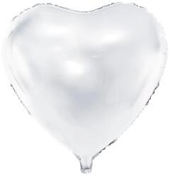 PartyDeco Balon din folie - inimă metalică alb 45 cm
