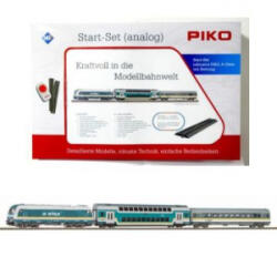 PIKO Piko: (57139) vasútmodell kezdőkészlet, ER20 Herkules dízelmozdony személykocsikkal, ALEX, ágyazatos sínnel