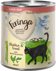 Feringa 6x800g Feringa Classic Meat Kacsa, borjú brokkoli & pitypang nedves macskatáp mix 1: szárnyas, bárány & nyúl, csirke & pisztráng