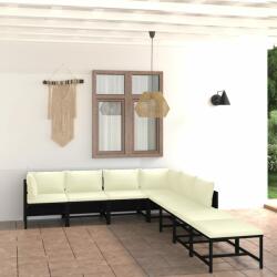 vidaXL 8 részes fekete polyrattan párnákkal 3059793