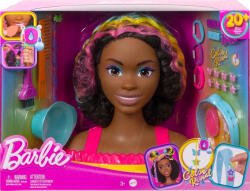 Mattel Barbie Deluxe Styling Head - Fésülhető babafej Neon Rainbow tincsekkel - Barna göndör hajú (HMD79) (HMD79)