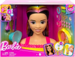 Mattel Barbie Deluxe Styling Head - Fésülhető babafej Neon Rainbow tincsekkel - Fekete egyenes hajú (HMD81) (HMD81)