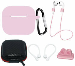  Set carcasa si accesorii Silicone compatibil cu Apple AirPods 3 Pink (9145576276952)