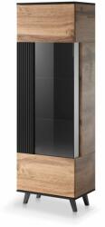Halmar RANDOM W-1 vitrin, szín: wotan tölgy/fekete