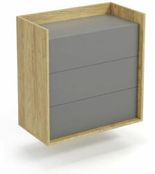 Halmar MOBIUS komód 3S szín: hikora tölgy/szürke