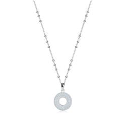 Ekszer Eshop 925 ezüst nyaklánc - cirkóniás kör, vékony lánc, gyöngyök